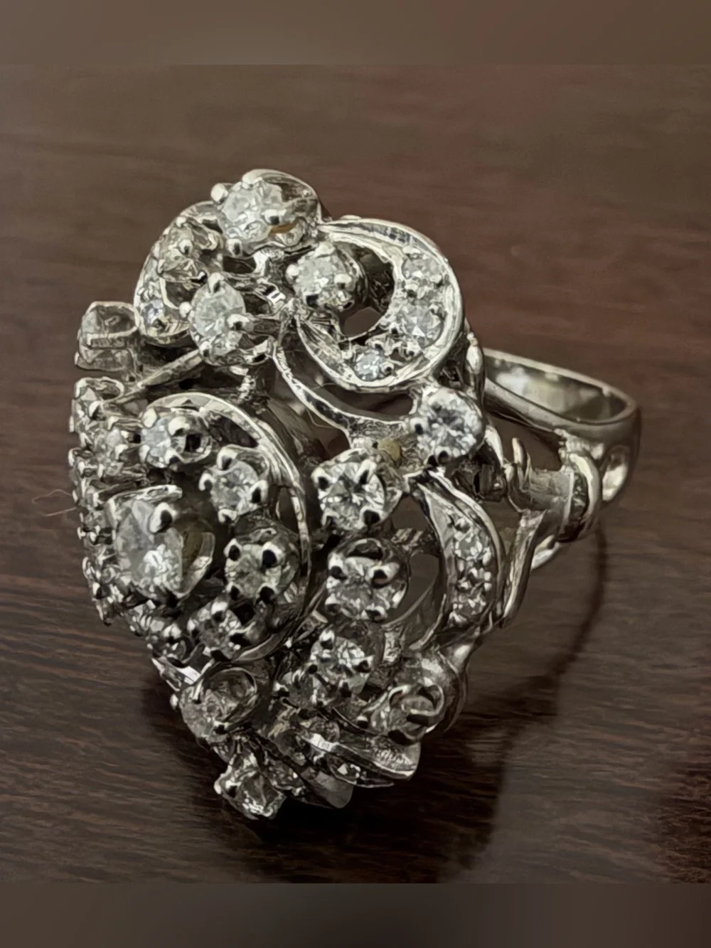 Dana Augustine 14k White Gold Approx 3 CTW  Natural Diamond Ring 13.5 Grams